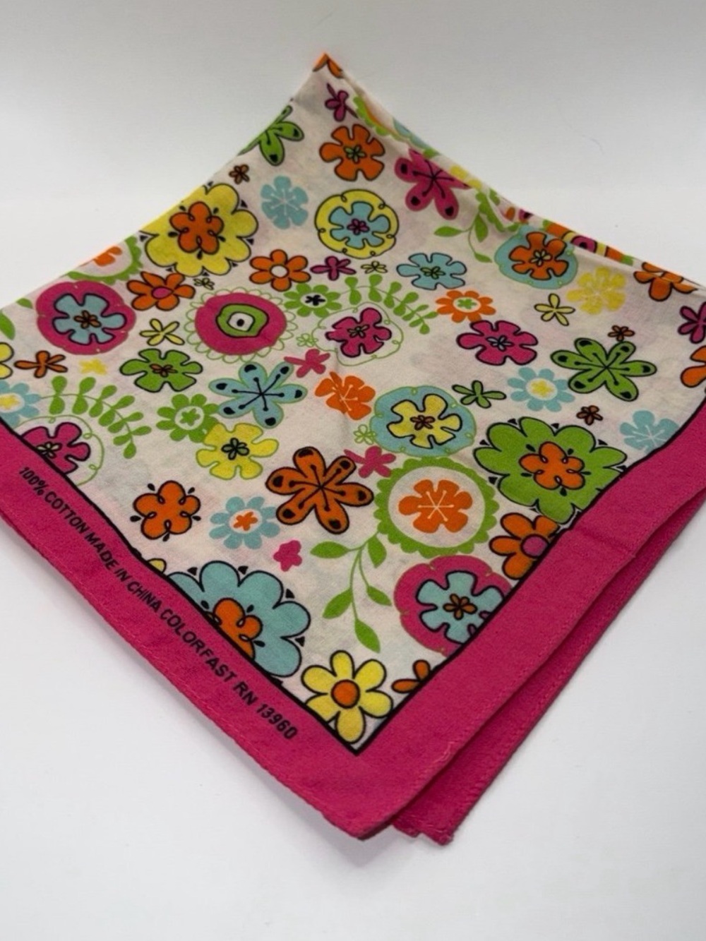 NWOT Vintage Color Fast Bandana - 1960 Floral Hippie Design